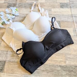 Truekind Beige And Black Lightly Lined Wireless Bra Bralette Bundle Size 2XL